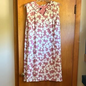 Talbots Pink and White Bubble Print Midi Dress